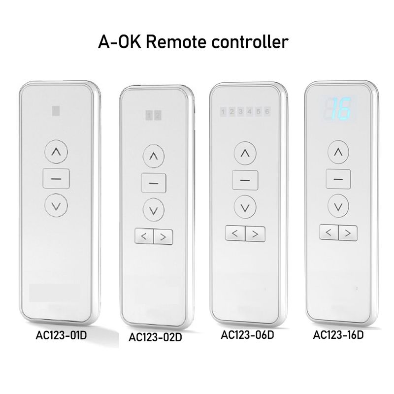 A-OK AC123 01/02/06/16-kanals kontroller for Aok elektrisk gardin RF-motor, trådløs fjernkontroll for smart gardinhjem_voghion.com