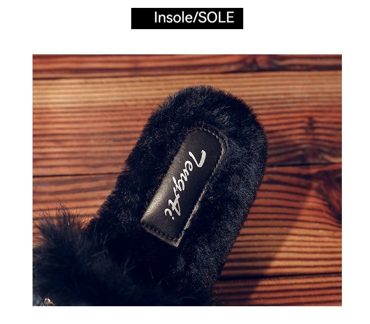 True Rabbit Hair For Female Outwear 2024 Spring And Autumn New Internet Celebrity Fairy Home Flat Bottom Cotton Slippers_voghion.com