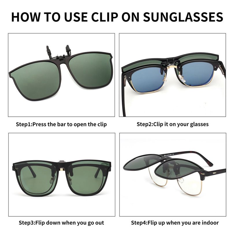 JM Übergroße polarisierte Sonnenbrille zum Anklipsen, modisch, quadratisch, für Damen und Herren, groß, zum Aufklappen, UV400_voghion.com