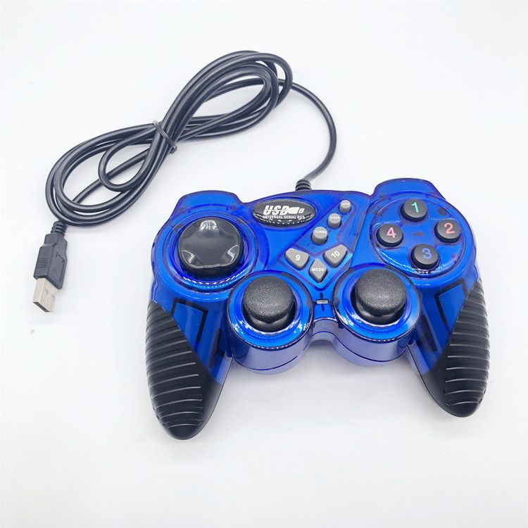 Domestic Transparent Colorful PC Computer Wired USB Vibration Game Controller_voghion.com