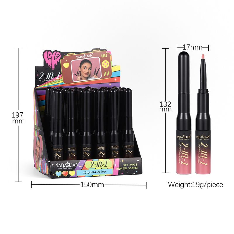 Maquillaje de labios YABAOLIAN delineador de labios brillo mate resistente al agua esmalte de doble cabezal color de labios_voghion.com