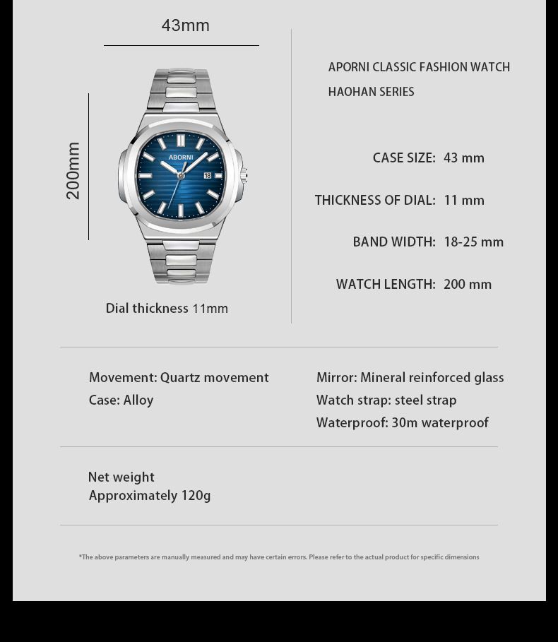 Slank herenhorloge met datumweergave, lichtgevende wijzers, 30 meter waterbestendigheid, roestvrijstalen band, quartz-uurwerk. Waterdicht quartz herenhorloge._voghion.com