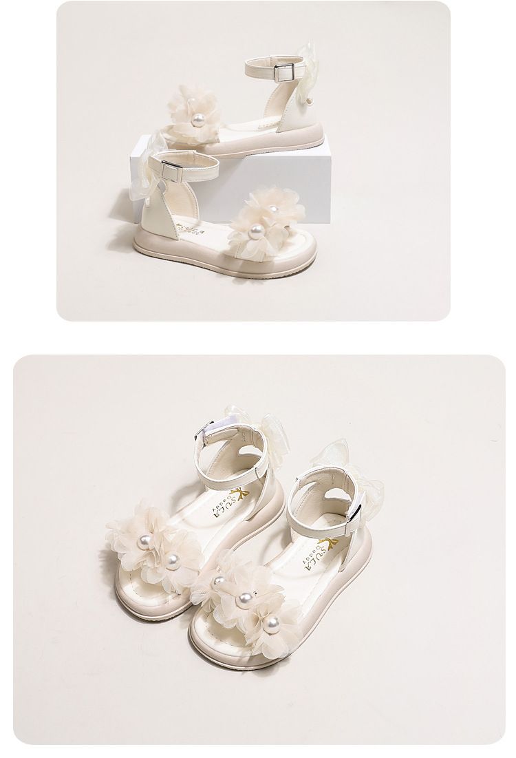Sandali da principessa con perle alla moda per ragazze per madre e bambino 2024 scarpe da spiaggia aperte in punta per bambini nuovi estivi scarpe romane per bambine_voghion.com