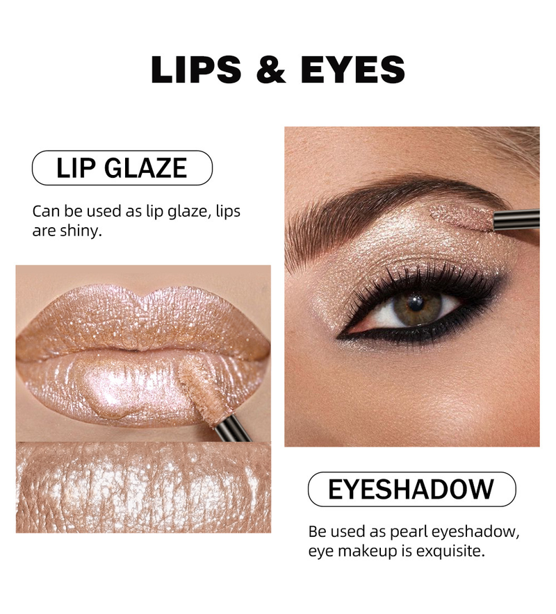 carina QIBEST Lipstick Liquid eye shadow Dual purpose Set Durable and Easy Coloring Pearl Light Shiny Lip Makeup_voghion.com