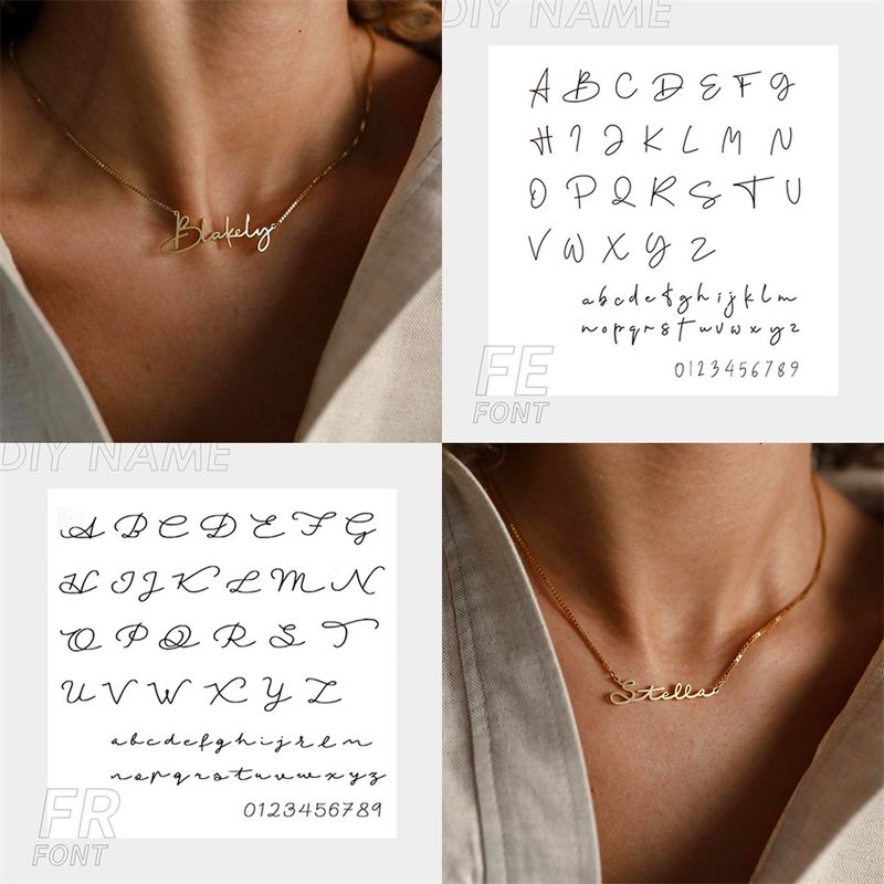 Moda eManco Personalizzato Moda Acciaio Inossidabile Nome Personalizzato Lettera Oro Colore Collana Girocollo Ciondolo Targhetta Regalo_voghion.com