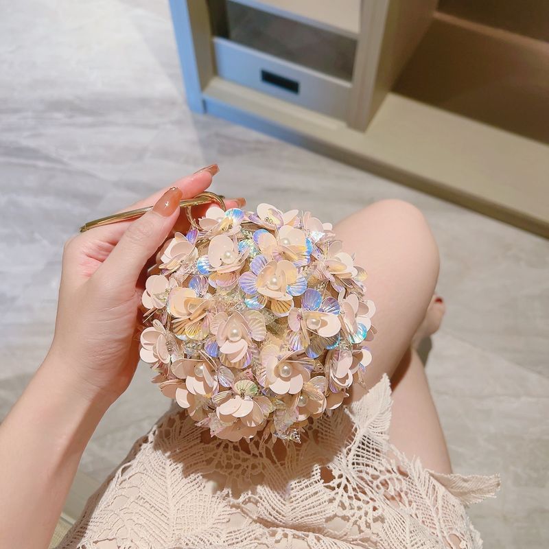 Flower Small Handbag Party Clutch Evening Matching Dress Handheld Globe Bag_voghion.com