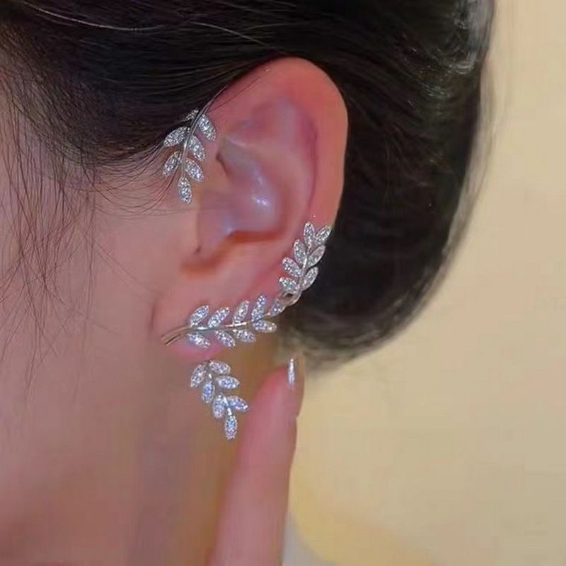 Einblättriger, eingelegter Diamant, nicht durchbohrter Damen-Ohrring aus Legierung_voghion.com