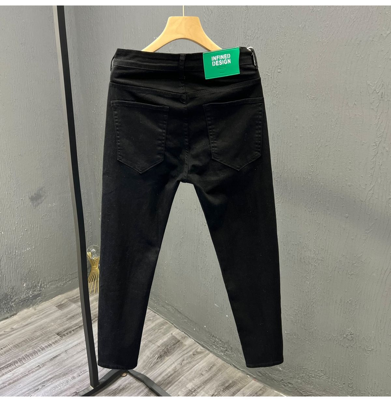 Men's White Pants Men's Trendy Youth Simple Casual Jeans Style Slim-Fitting Straight Elastic Trousers _voghion.com