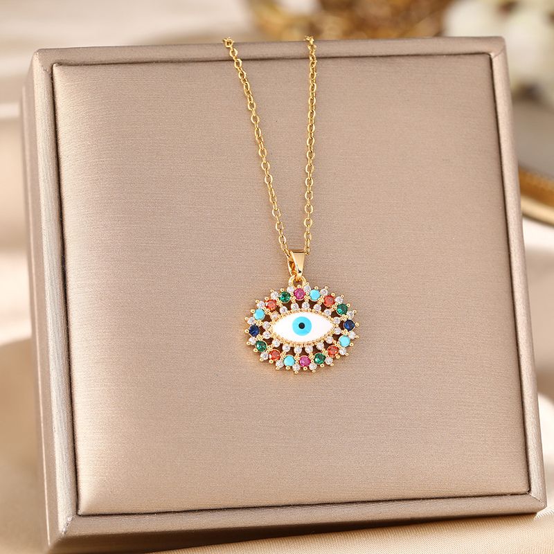 Colar do Diabo Feminino Zircônia Gotejamento Óleo Cobre Banhado a Ouro Boêmio Joia Mau-Olhado_voghion.com