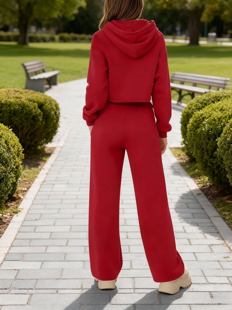 Unisex Zip-Up Hoodie & Jogger Set – Slim-Fit Polyester Lounge Wear For Street Style_voghion.com