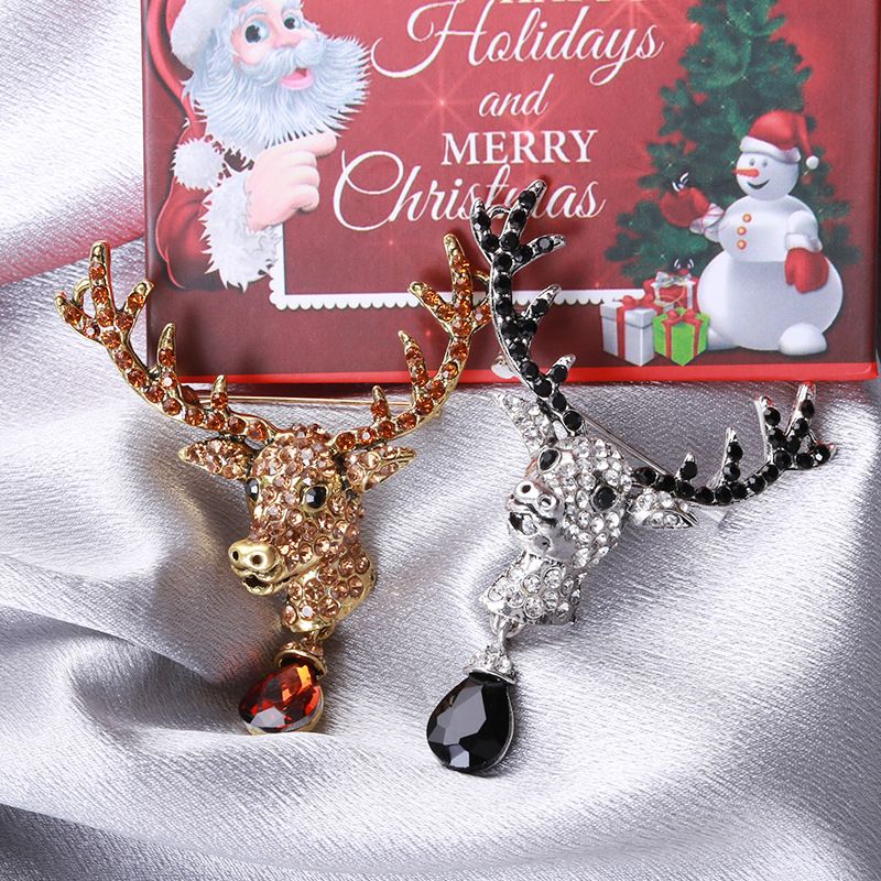 Broche goutte d'huile en alliage incrusté de diamants, faite main._voghion.com