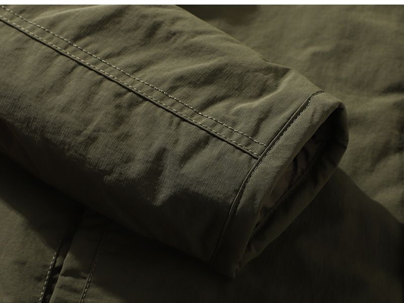 Retro Collarless Cotton Jacket Cotton Coat Men's Workwear V-neck Snap Button Cotton Coat Men's Jacket_voghion.com