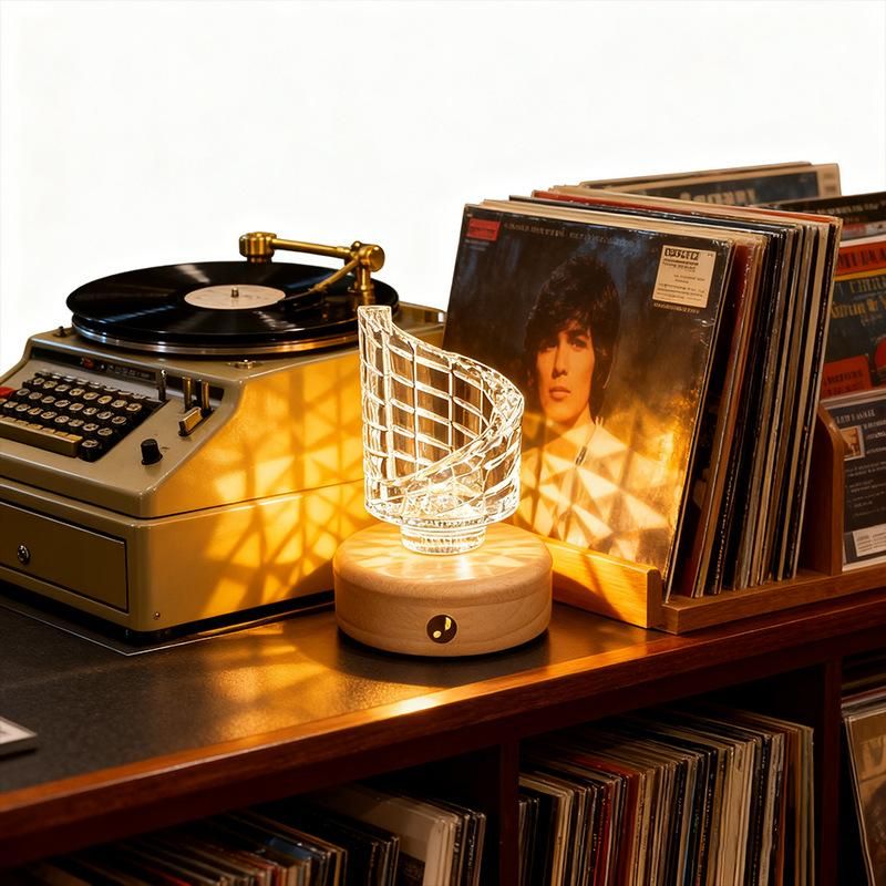 1 pz. Lampada da scrivania in cristallo con luce notturna creativa, comodino, decorazione per la camera da letto, regalo di Natale estetico, luci al tramonto_voghion.com