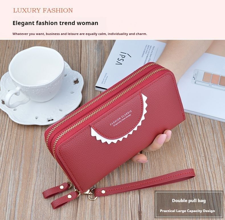 New Zipper Women's Long Handheld with Large Capacity Double Layer Wallet Fashion Mom Phone Bag_voghion.com