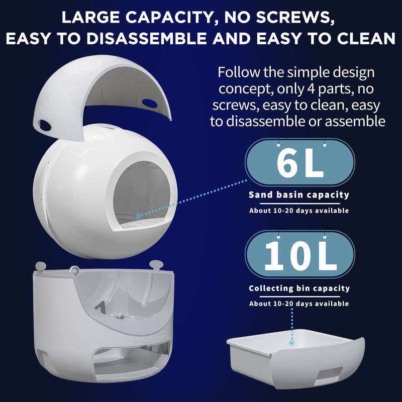 Smart Automatic Cat Litter Box,Automatic Scooping And Odor Removal, App Control, Support 5G&2.4G WiFi For Multiple Cats, Double Odor Removal_voghion.com
