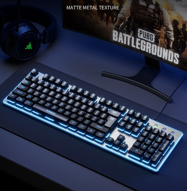 Mechanisch gevoel Bedrade stille toetsenbordmuis voor computer, laptop, universele gaming- en e-sports-randapparatuur, driedelige set_voghion.com