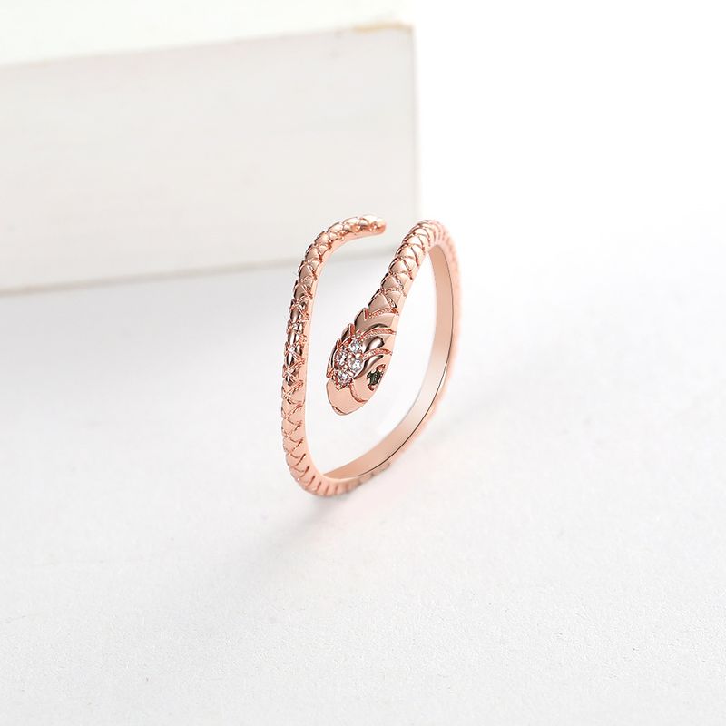 Jewelry Personality Shaped Open With Micro Inlay Of Colored Zircon Snake Bone Chain, Stacked Joint Ring For Women_voghion.com