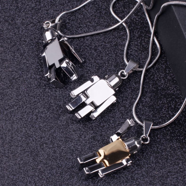 Pendant Event Titanium Steel Robot Necklace PHOP Japanese And Hip Hop Style Trendy Sweater Chain_voghion.com
