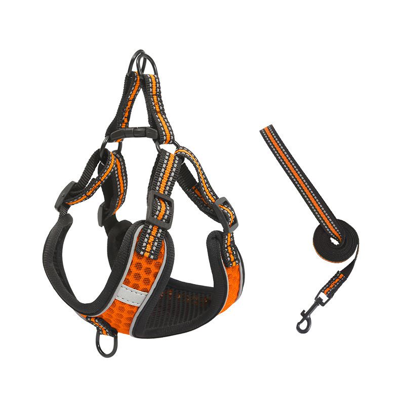 New Pet Vest Style Mesh Summer Chest Harness Dog Walking Leash Reflective_voghion.com