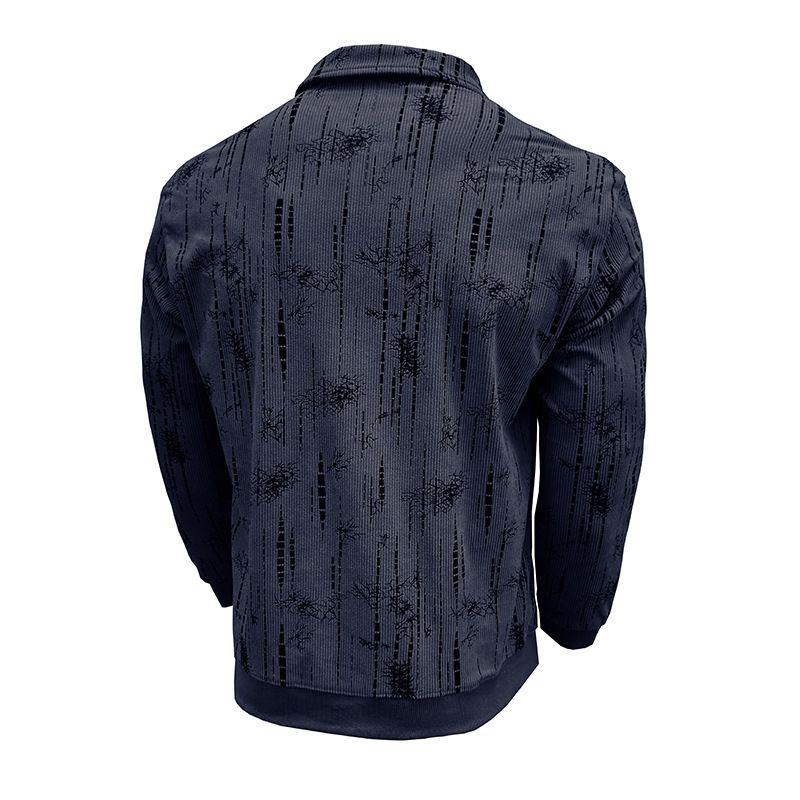 Herren Langarm Poloshirt Herbst und Winter Neues Jacquard Revers Top_voghion.com