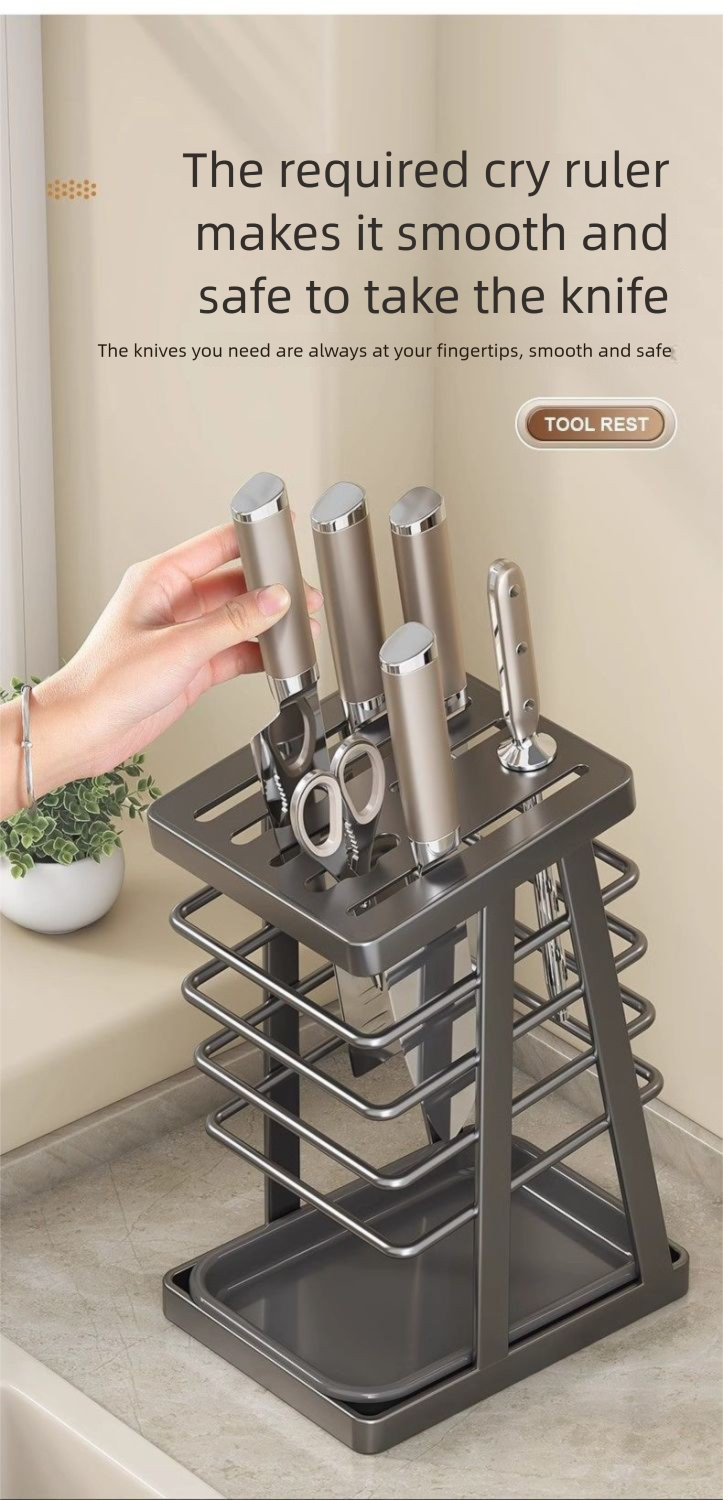 Suitable For Home Kitchen Scissors, Fruit Knife, Draining Countertop Block, Integrated Knife Rack And Storage Rack_voghion.com
