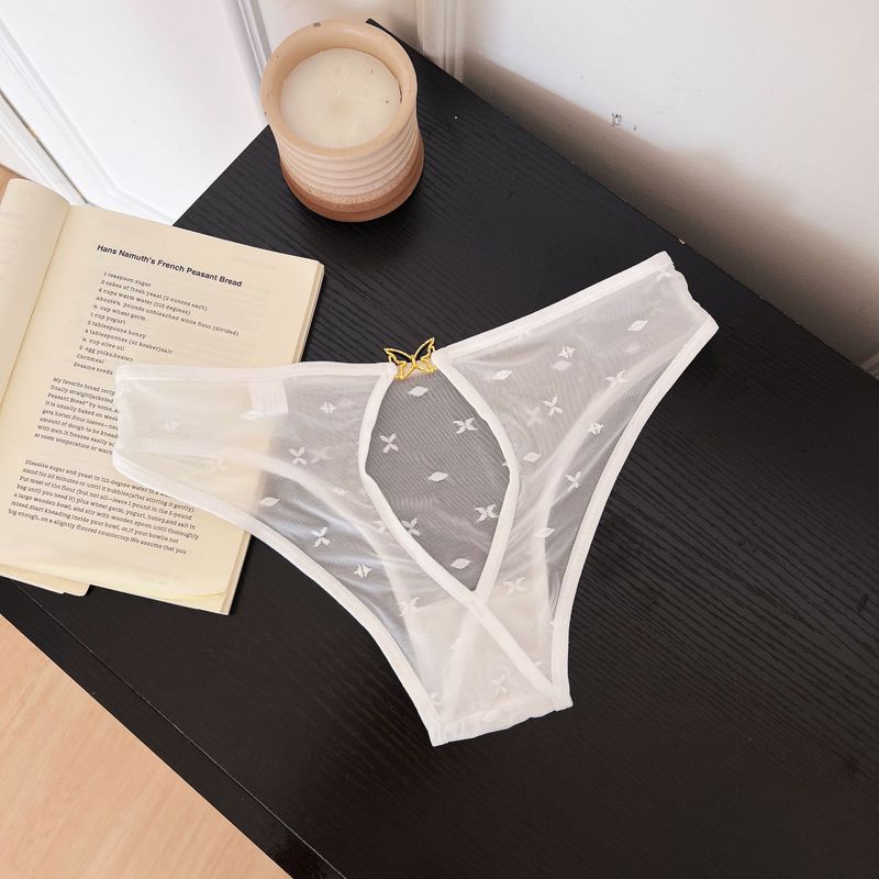 LuvBox 2025 New Foreign Trade Jacquard Lace Panties Women Sexy Hollow Out Diamond Decoration Bow Breathable Seamless Women's_voghion.com