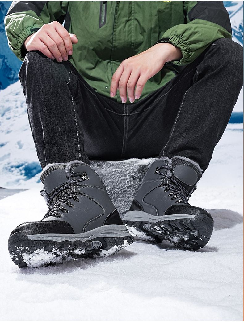 Chaussures décontractées pour homme, bottes de neige thermiques d'hiver avec doublure polaire, semelle en caoutchouc antidérapante, chaussures de randonnée montantes pour temps extrêmement froid._voghion.com