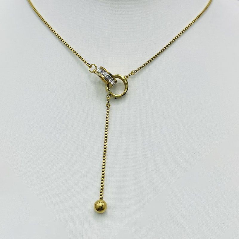 Collier tendance en acier titane pour femme, chaîne de clavicule à double boucle au design unique, style Instagram et cool_voghion.com
