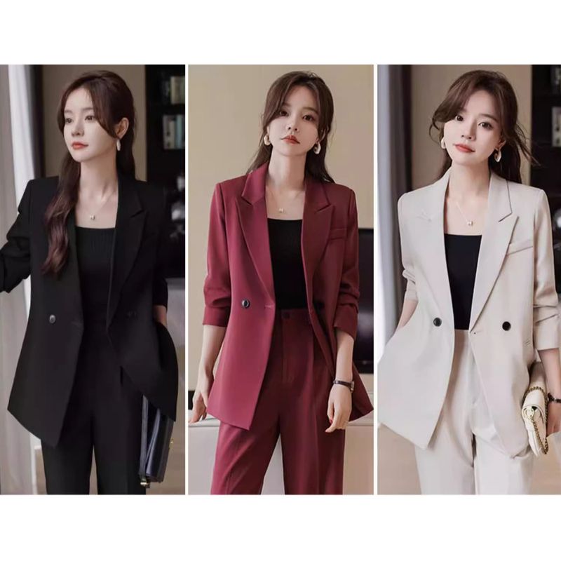 Schwarzer Anzug-Set für Damen, High-End-Feeling, 2025, neuer Frühling und Herbst, lässig, elegant, professionell, formeller Damenblazer_voghion.com
