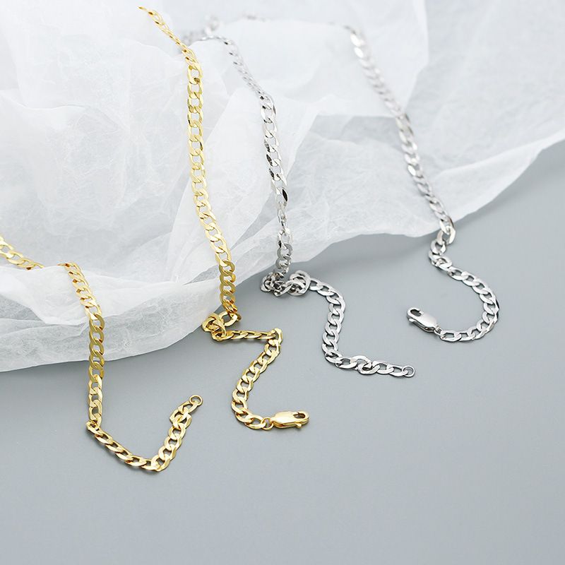 Collana cubana YHN078 S Sier Ins in metallo stile hip-hop con personalità a strati e catena semplice_voghion.com