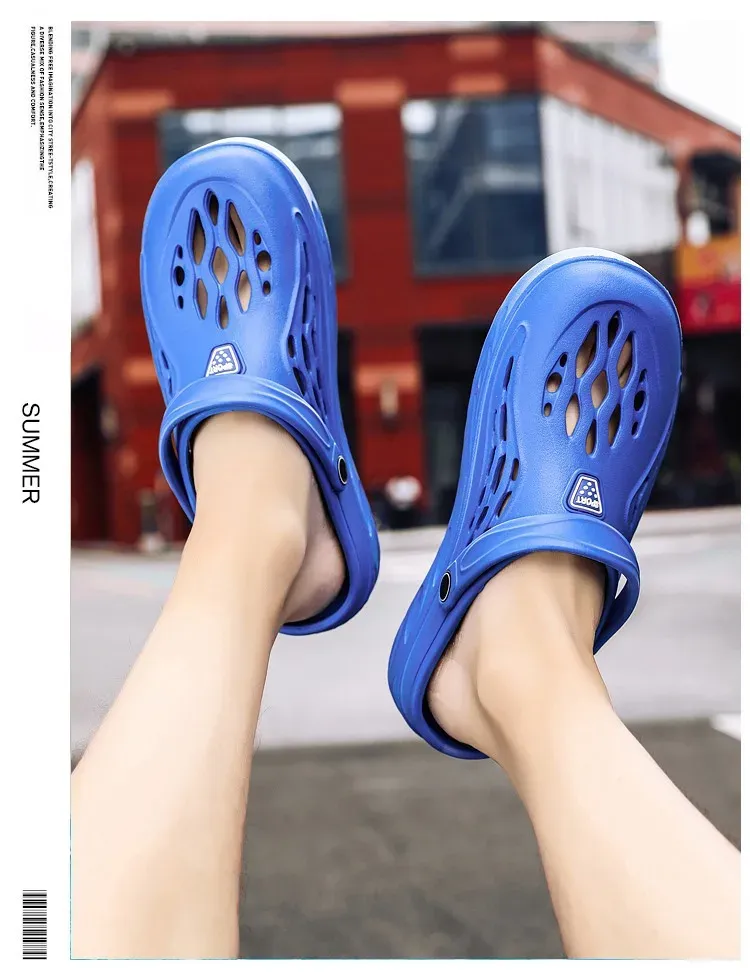Sandali piatti da uomo, zoccoli estivi, pantofole da giardino in EVA, scarpe con plateau, sandali da spiaggia, coppia, interni, casa, morbidi, da bagno, 49_voghion.com