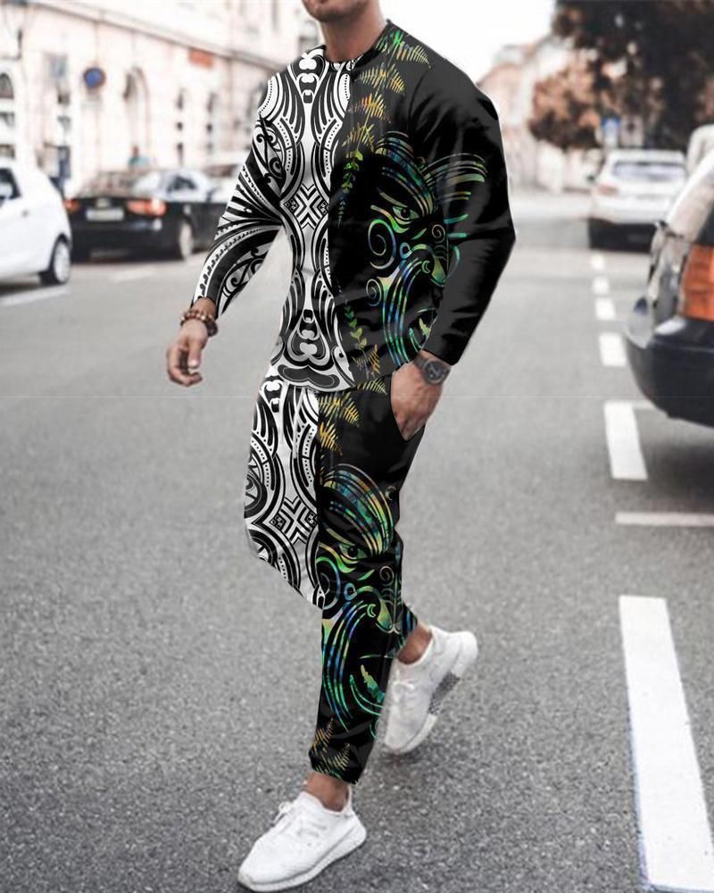3D-bedrucktes Pullover-Set für Paare im Frühling und Herbst, personalisiertes Reise- und Sport-Set für Herren, Hip-Hop-Hose für Herren, Klassenuniform, Flut_voghion.com