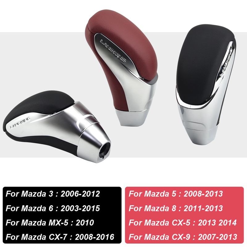 Knob Leather Gear Shift Head for Mazda 3 2006 2007 2008 2010 2011 2012 year Lever Shifter Stick Car Accessories_voghion.com