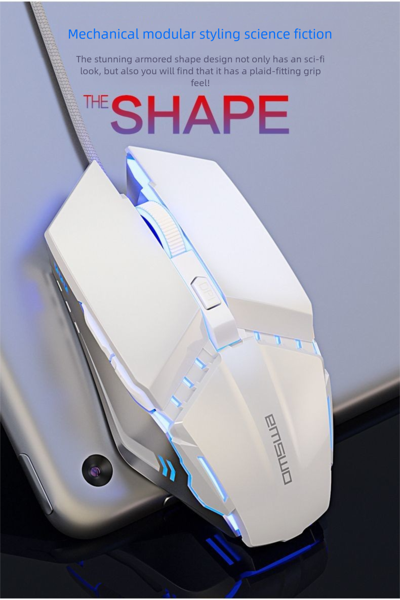 Button Silent Multi-Button Gaming Mouse Colorful Lighting DPI Adjustable Wired Office Internet Cafe E-Sports_voghion.com