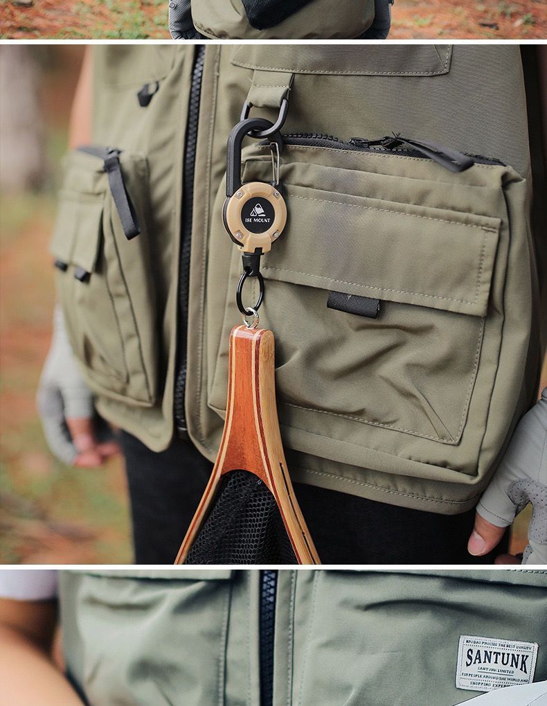 Outdoor Tactical Buckle Steel Wire Multifunctional Keychain Camping Rebound Anti-Lost Rope Retractable_voghion.com