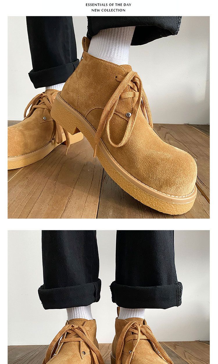 2025 Herbst Neue Echtes Leder Martin Kuh Wildleder Chunky Derby Schuhe männer Arbeit Kurze Stiefel_voghion.com