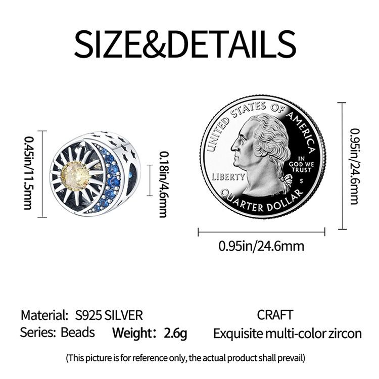 Damenschmuck Beliebter eingelegter Zirkon Stern- und Mondserie Mond Sonne Runder Perlenanhänger Modeschmuck_voghion.com