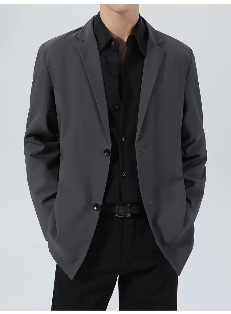 Veste blazer slim en velours côtelé pour homme - Veste de costume décontractée à simple boutonnage avec revers crantés, style décontracté, printemps-automne_voghion.com