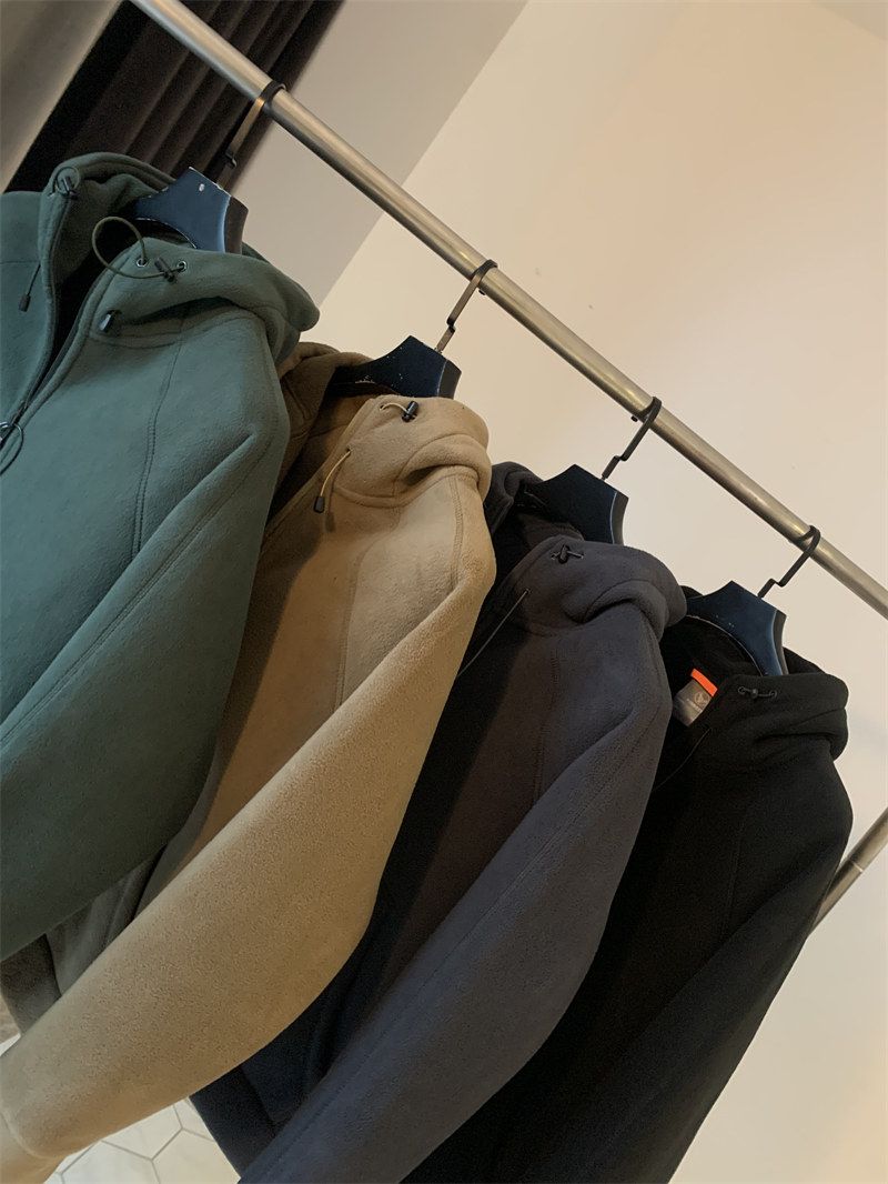 Giacca con cappuccio in pile pesante double face da uomo - Cappotto invernale in pile caldo per abbigliamento casual_voghion.com