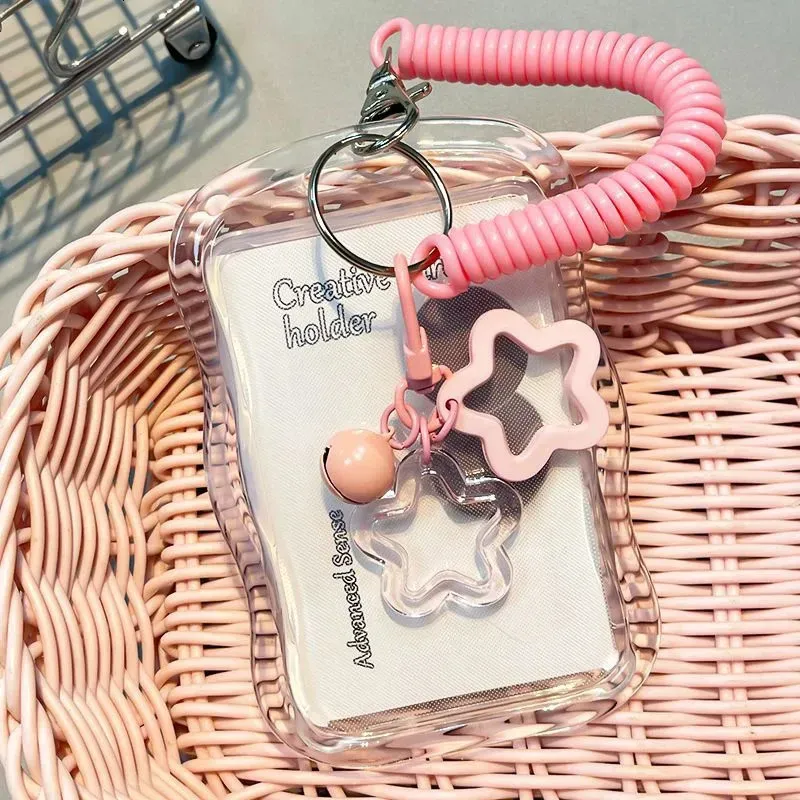 Creative Kpop Pocard Transparent Holder Keychain Sleeves Bus Student Card Case Po Protector 250414_voghion.com