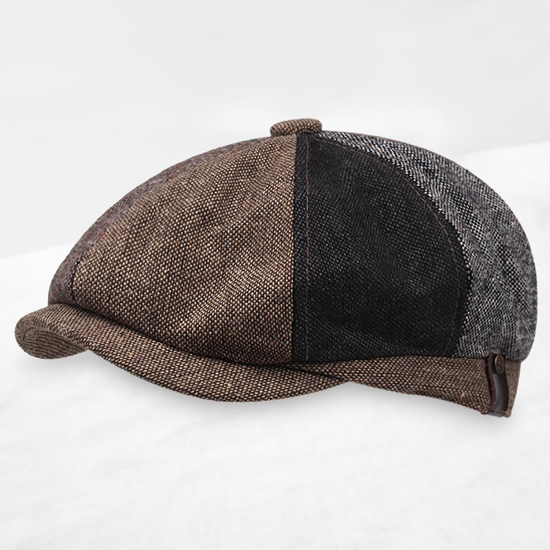 Gorra Zhuoxinder para hombre, estilo vintage británico con parches, boina de invierno con costuras elegantes para uso diario - 1_voghion.com