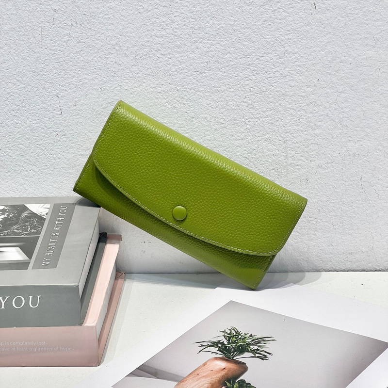 Echtes Vollrindleder Handgeldbörse, Reißverschlusstasche, langes Damenleder_voghion.com