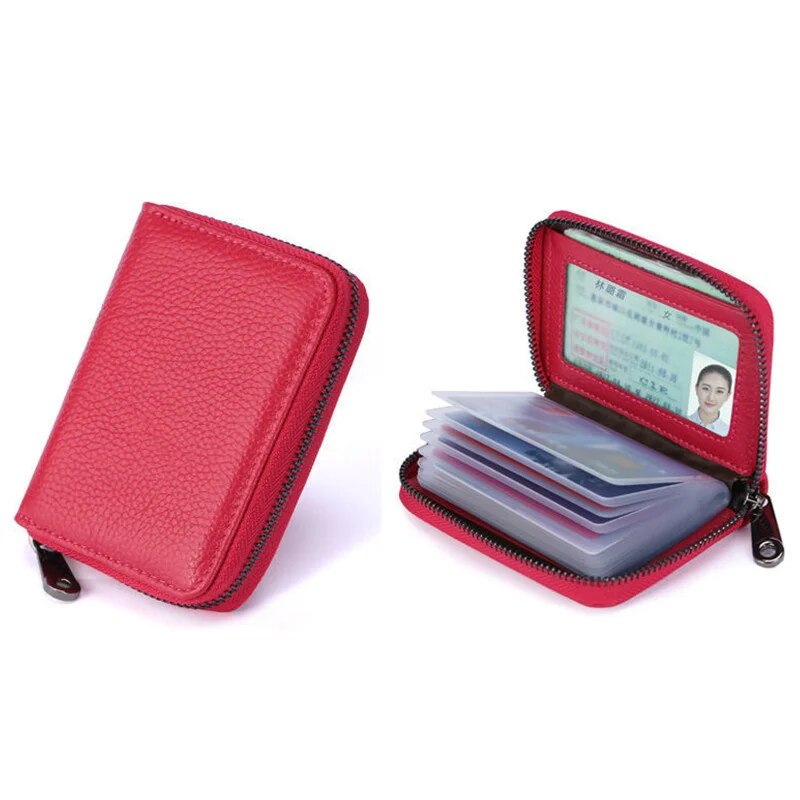 Portatarjetas con 20 retenes, funda para tarjetero de PU para negocios, Banco de crédito, tarjeta de identificación, bolsa para monedas, carteras antidesmagnetización_voghion.com