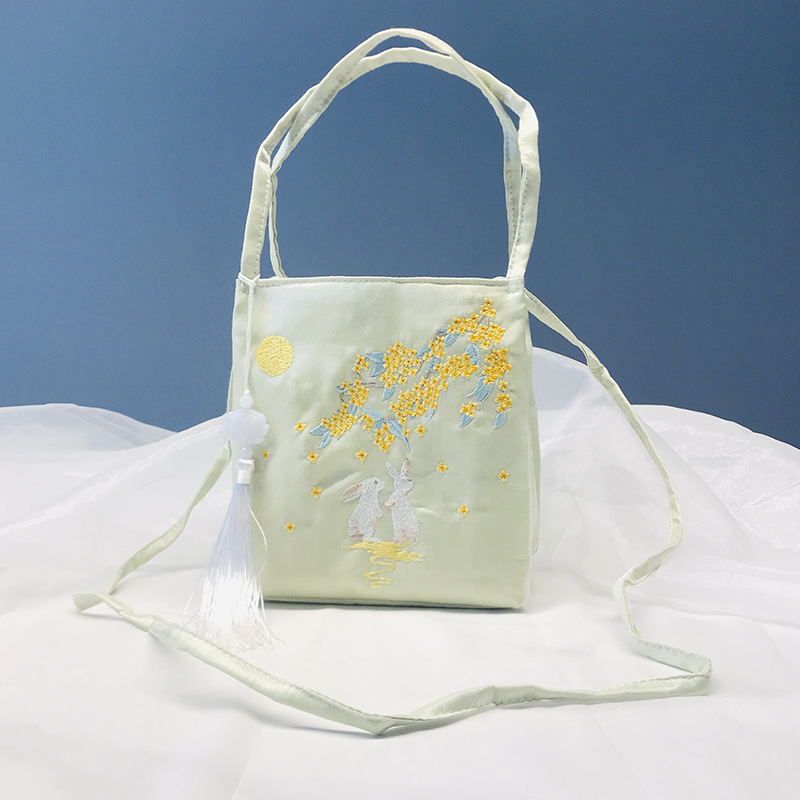 Antieke stijl literaire Hanfu tas, Chinese stijl een schouder bedrukte Hanfu tas, Crossbody Fairy kleine frisse stoffen tas, kleine vierkante tas_voghion.com