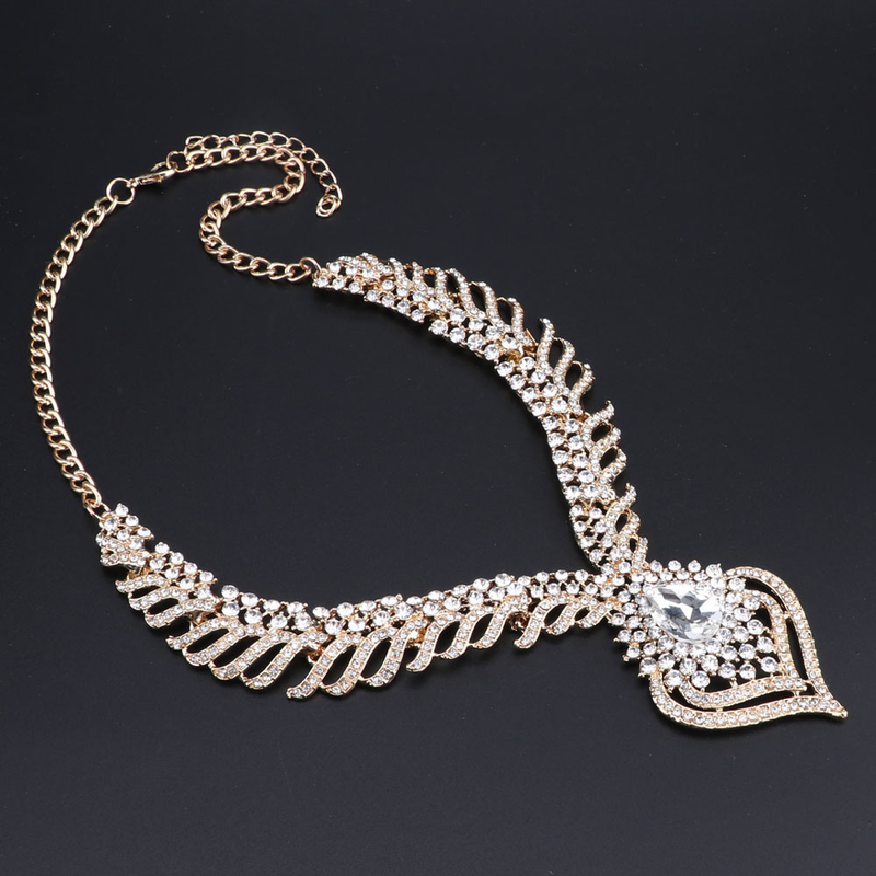 FFashion Crystal Rhinestones Srce Privjesak Ogrlica Naušnice Za Žene Svadbeni Dodaci Za Vjenčanja Set Nakita_voghion.com