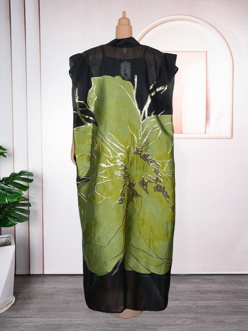 Women's Plus Size New Two-Piece Dress Fashion Loose Printed V-Neck Elegant Long Gown_voghion.com