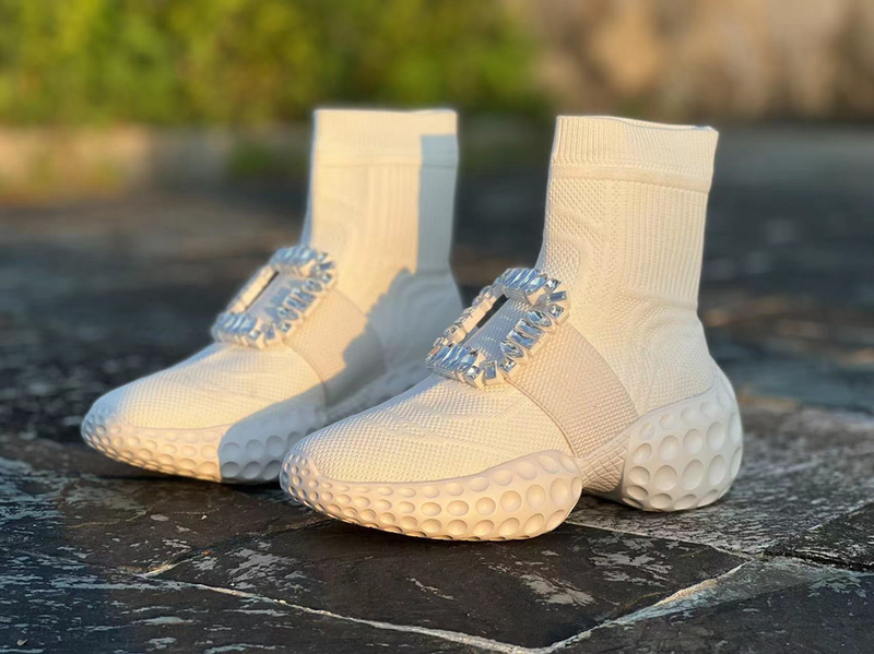 Gestrickte Sockenstiefel, Schlupfstiefel für Damen, gemütliche Winterstiefel mit Gummisohle und Kunstfellfutter, modische hohe Stiefel mit Kristallverzierungen_voghion.com