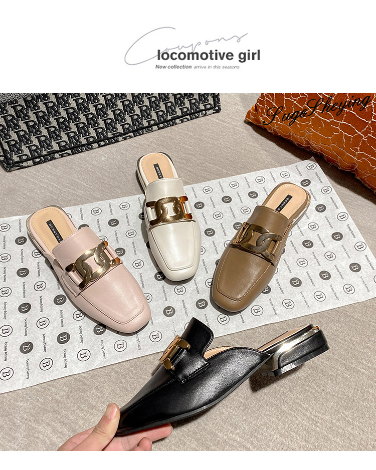 Echtes Leder Baotou Half Slipper 2023 Frühling und Sommer draußen tragen Sandalen und Hausschuhe quadratische Zehen faule halbe Slipper All-Match-Müller-Schuhe_voghion.com
