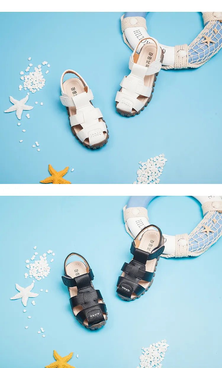 Summer Children Shoes Closed Toe Toddler Boys Leather Cut-outs Breathable Beach Sandalia Infantil Kids Sandals Comfort_voghion.com