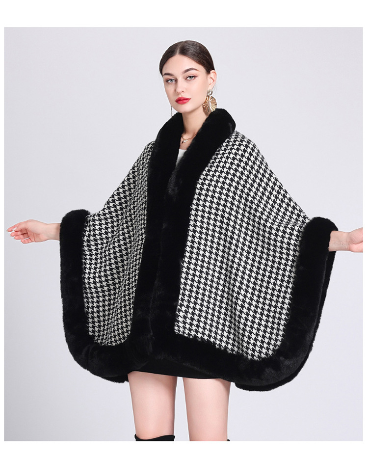 Vilnas apkakles rūtains šalles apmetnis vilnas mēteļa apmetnis sievietēm_voghion.com